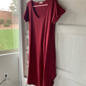 EKOUAER Red v neck women’s nightgown